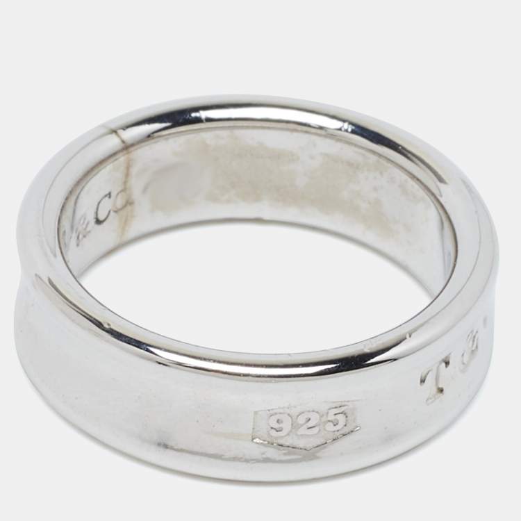 Pre Owned Tiffany & Co. 1837 Silver Band Ring Size EU 58