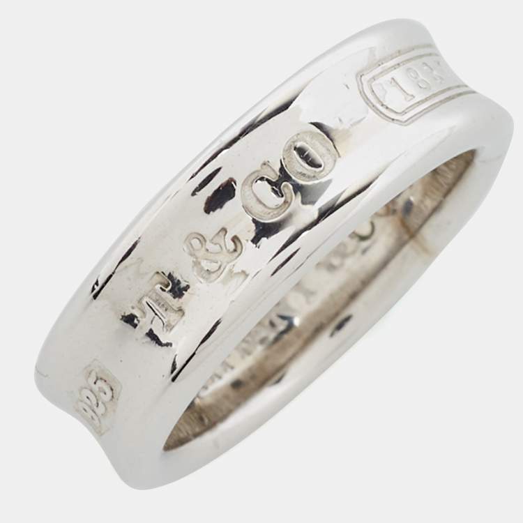 Pre Owned Tiffany & Co. 1837 Silver Band Ring Size EU 58