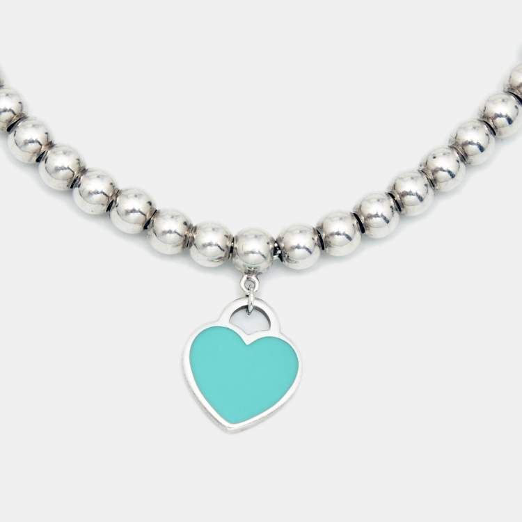 Pre Owned Tiffany & Co. Return To Tiffany Blue Enamel Sterling Silver Bracelet