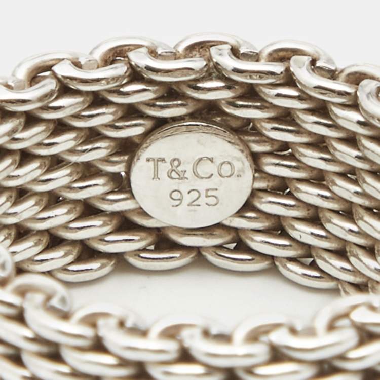 Pre Owned Tiffany & Co. Somerset Sterling Silver Band Ring Size 55 