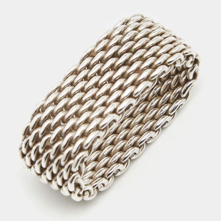 Pre Owned Tiffany & Co. Somerset Sterling Silver Band Ring Size 55 