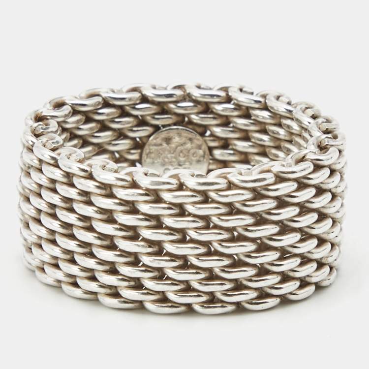 Pre Owned Tiffany & Co. Somerset Sterling Silver Band Ring Size 55 