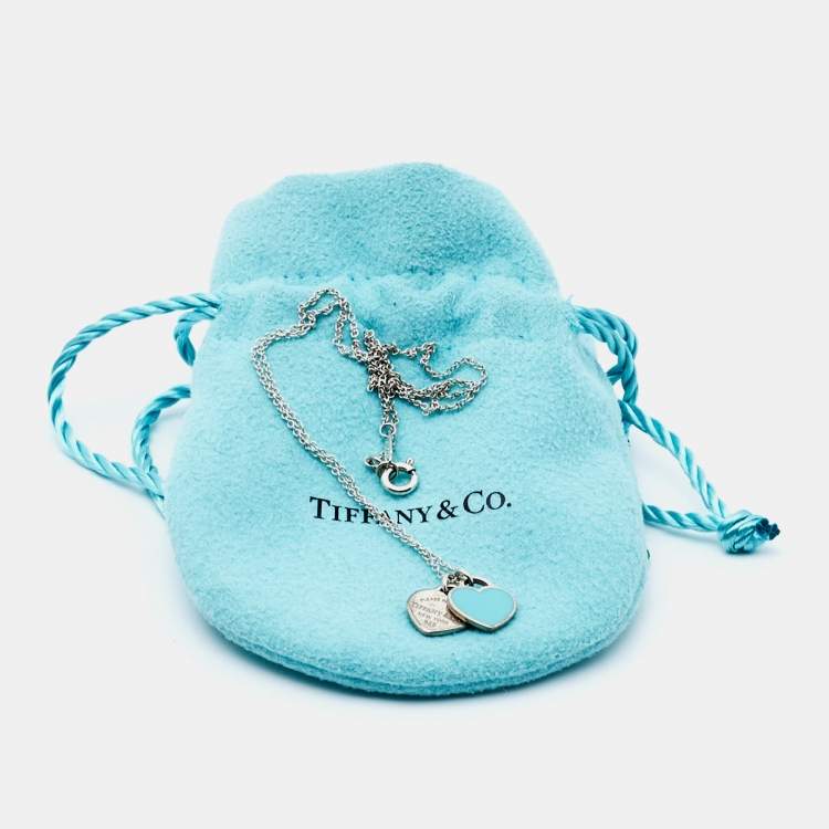 Pre Owned Tiffany & Co. Return To Tiffany Love Heart Tag Enamel Sterling Silver Necklace