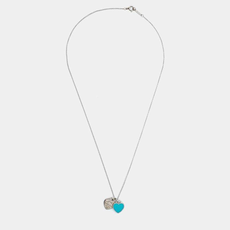 Pre Owned Tiffany & Co. Return To Tiffany Love Heart Tag Enamel Sterling Silver Necklace
