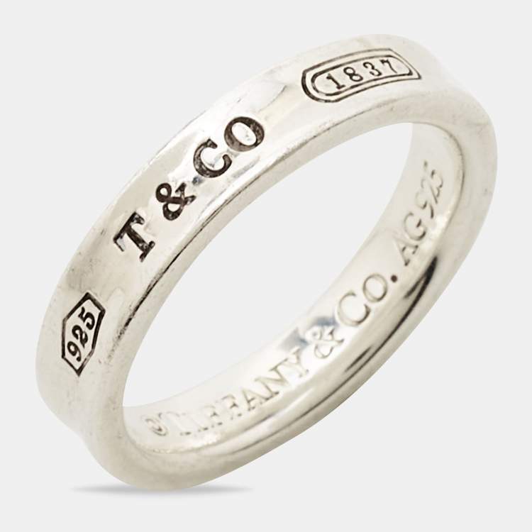 Pre Owned Tiffany & Co. Tiffany 1837 Sterling Silver Band Ring Size 52
