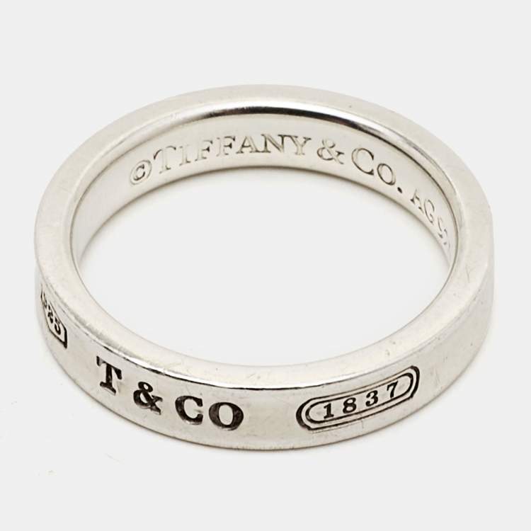 Pre Owned Tiffany & Co. Tiffany 1837 Sterling Silver Band Ring Size 52