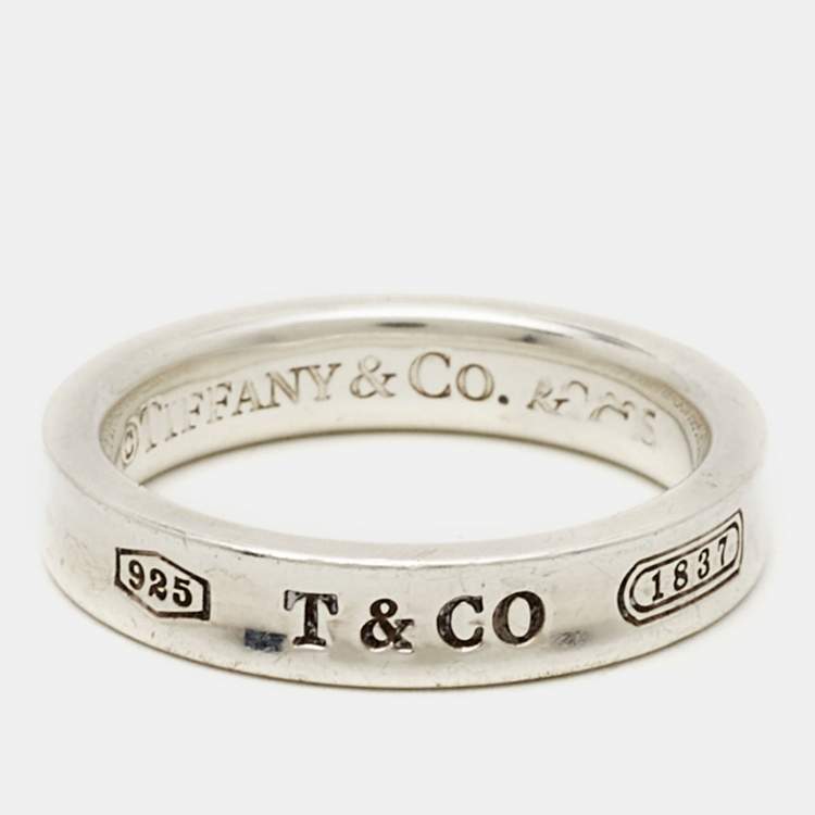 Pre Owned Tiffany & Co. Tiffany 1837 Sterling Silver Band Ring Size 52