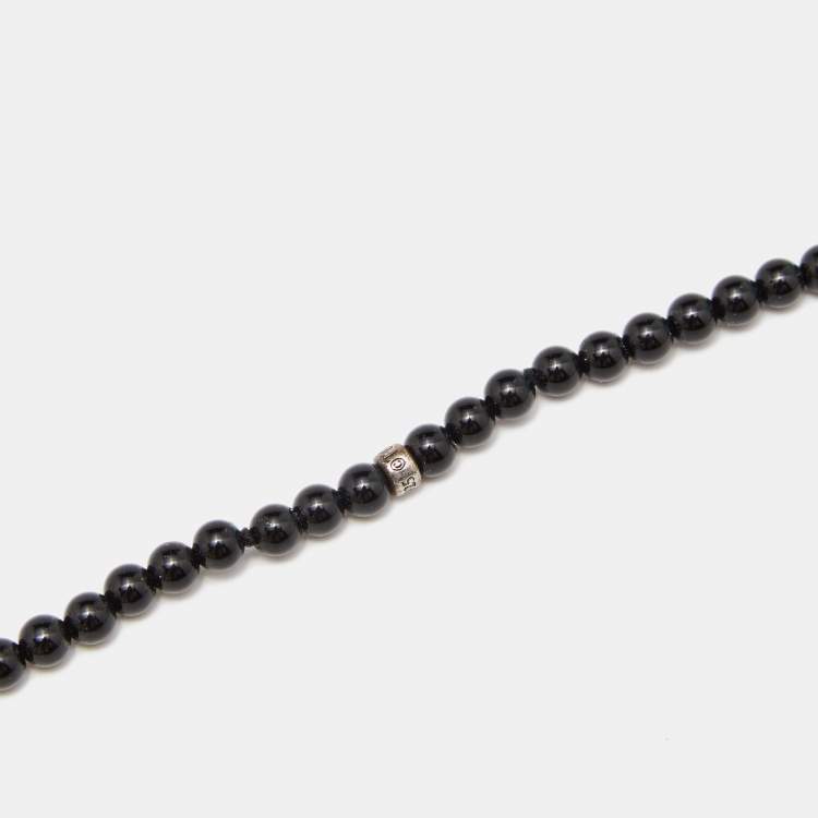 Pre Owned Tiffany & Co. Ziegfeld Cultured Pearl Onyx Sterling Silver Beaded Tassel Necklace