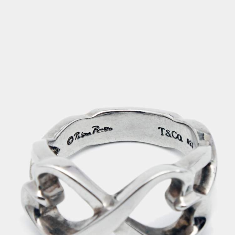 Pre Owned Tiffany & Co.Paloma Picasso Heart Sterling Silver Ring Size 51