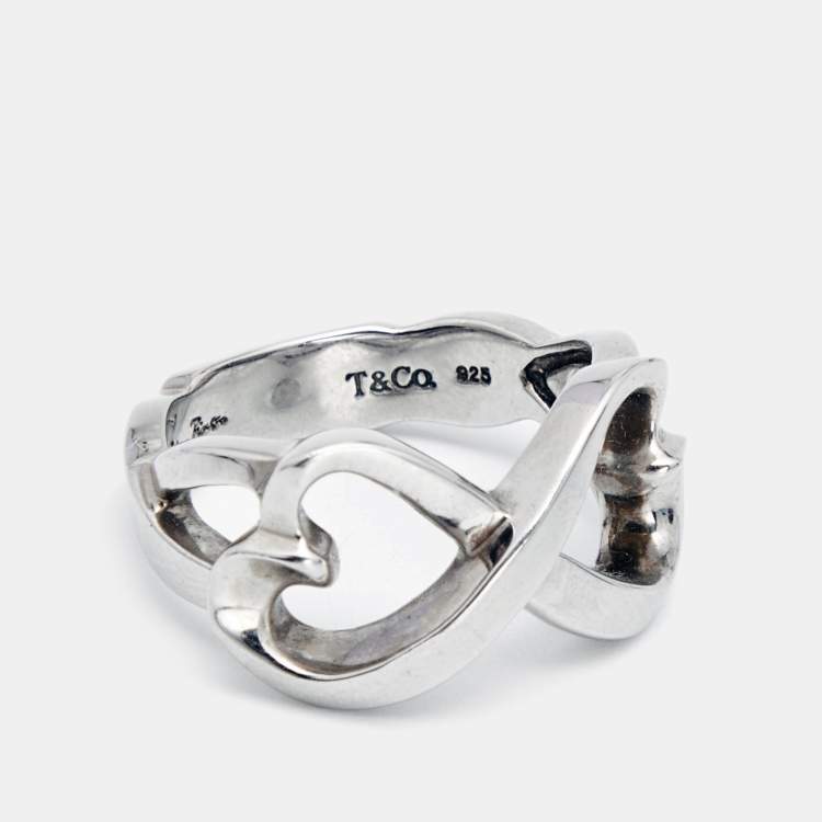 Pre Owned Tiffany & Co.Paloma Picasso Heart Sterling Silver Ring Size 51