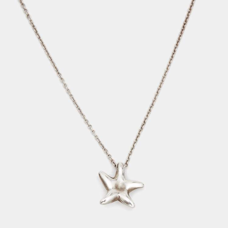 Pre Owned Tiffany & Co. Elsa Peretti Starfish Sterling Silver Pendant Necklace