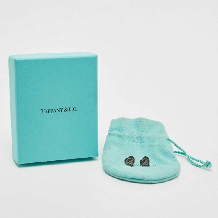 Pre Owned Tiffany & Co. Return To Tiffany Mini Heart Tag Silver Stud Earrings