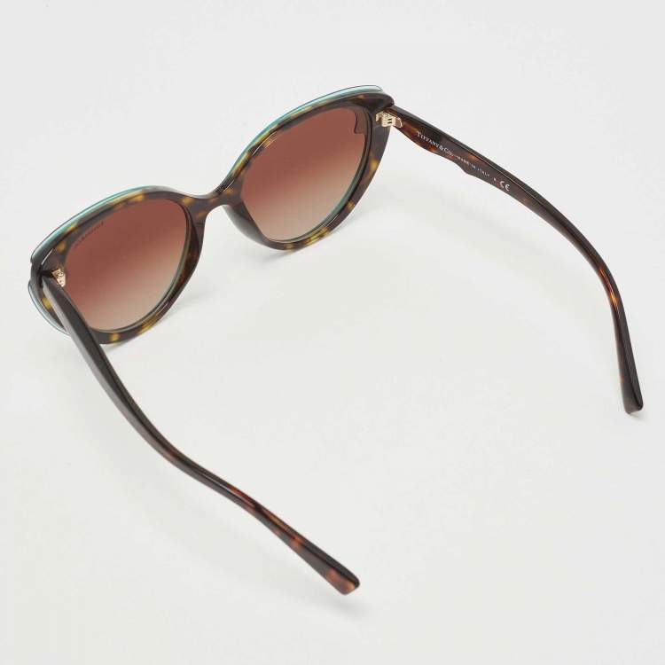 Pre Owned Tiffany & Co. Havana/Brown Gradient TF4163 Paper Flowers Cat-Eye Sunglasses