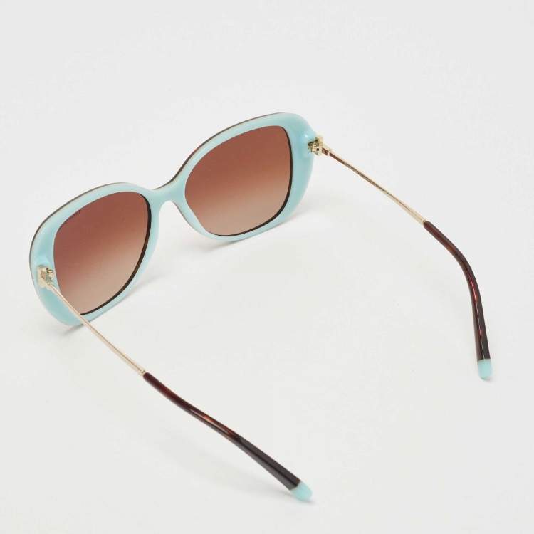 Pre Owned Tiffany & Co. Havana Blue/Brown Gradient TF4156 Butterfly Sunglasses