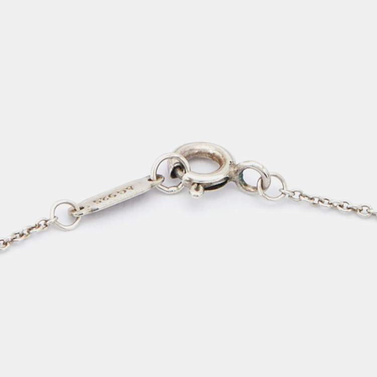 Pre Owned Tiffany & Co. Return To Tiffany Double Heart Tag Silver Pendant Chain Necklace