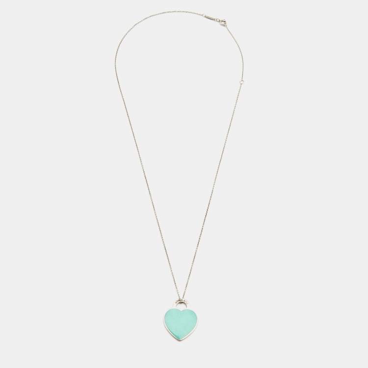 Pre Owned Tiffany & Co. Return To Tiffany Sterling Silver Enamel Heart Tag Pendant Necklace