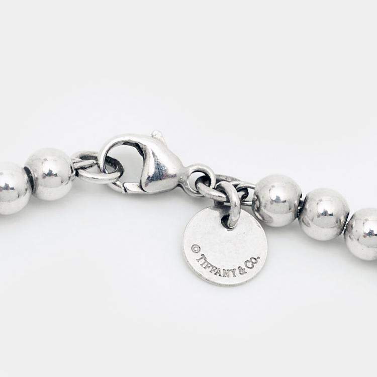 Pre Owned Tiffany & Co. Return to Tiffany Heart Tag Enamel Sterling Silver Beads Bracelet   