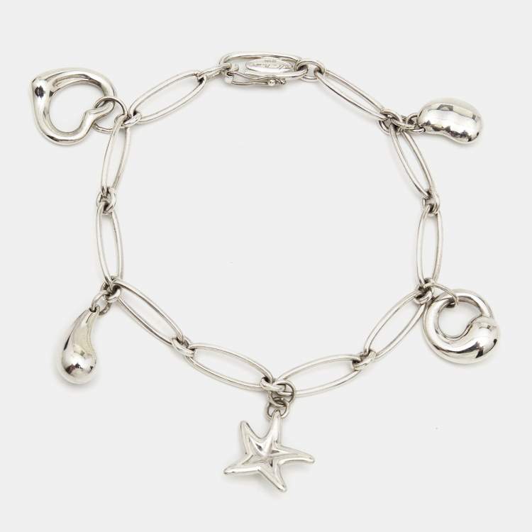 Pre Owned Tiffany & Co. Elsa Peretti Multi-Charm Sterling Silver Link Bracelet