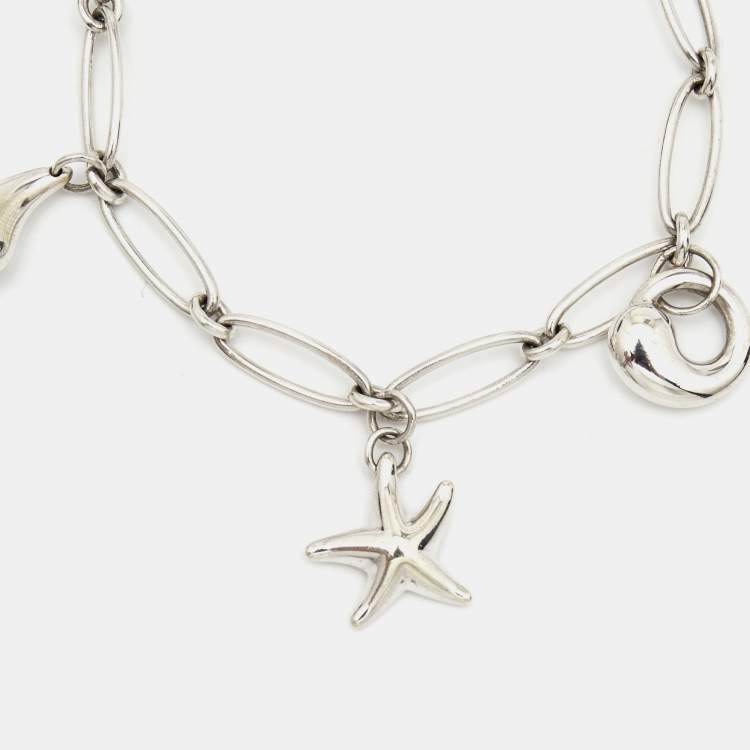 Pre Owned Tiffany & Co. Elsa Peretti Multi-Charm Sterling Silver Link Bracelet