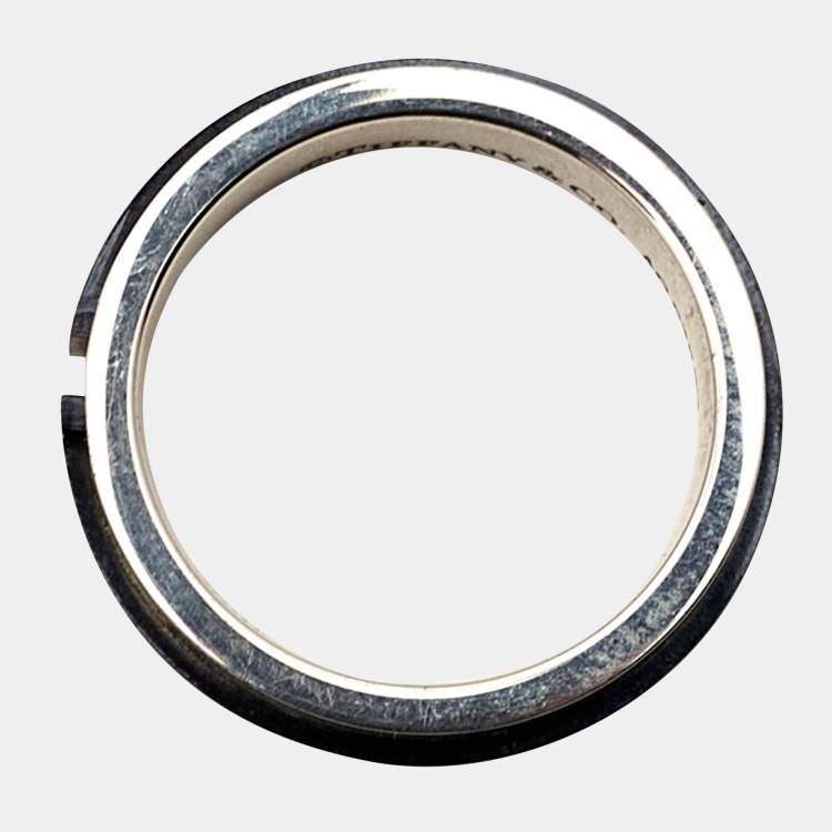 Pre Owned Tiffany & Co. Tiffany T Ceramic Sterling Silver Ring Size 52