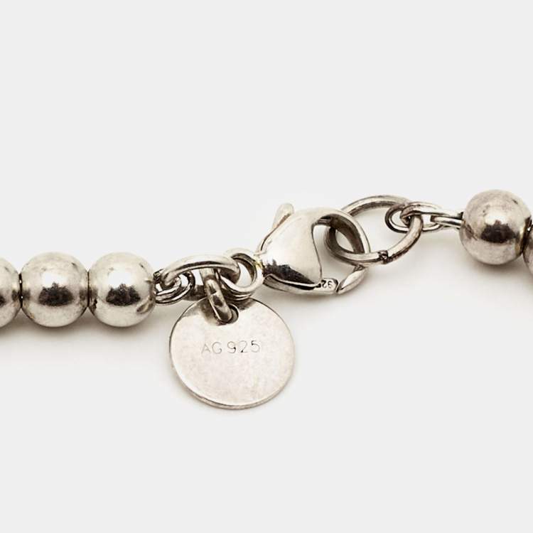 Pre Owned Tiffany & Co. Return To Tiffany Heart Tag Sterling Silver Beaded Bracelet