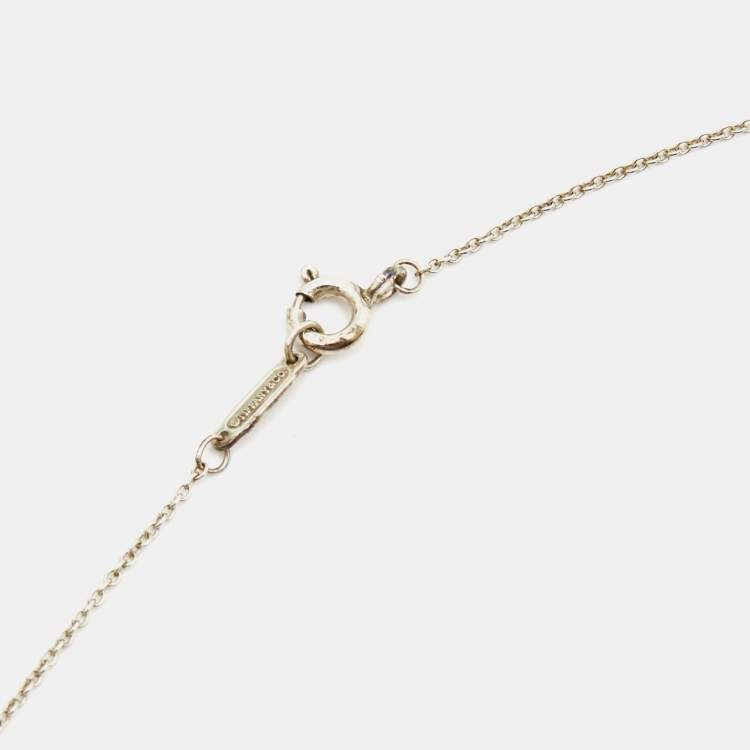 Pre Owned Tiffany & Co. Return to Tiffany Enamel Double Heart Tag Sterling Silver Pendant Necklace