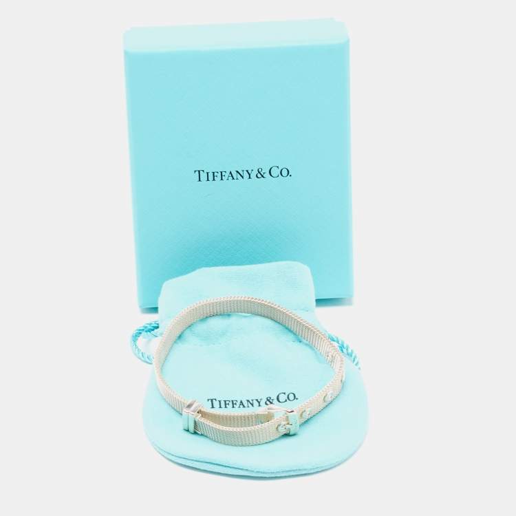 Pre Owned Tiffany & Co. Somerset Sterling Silver Narrow Buckle Wrap Bracelet