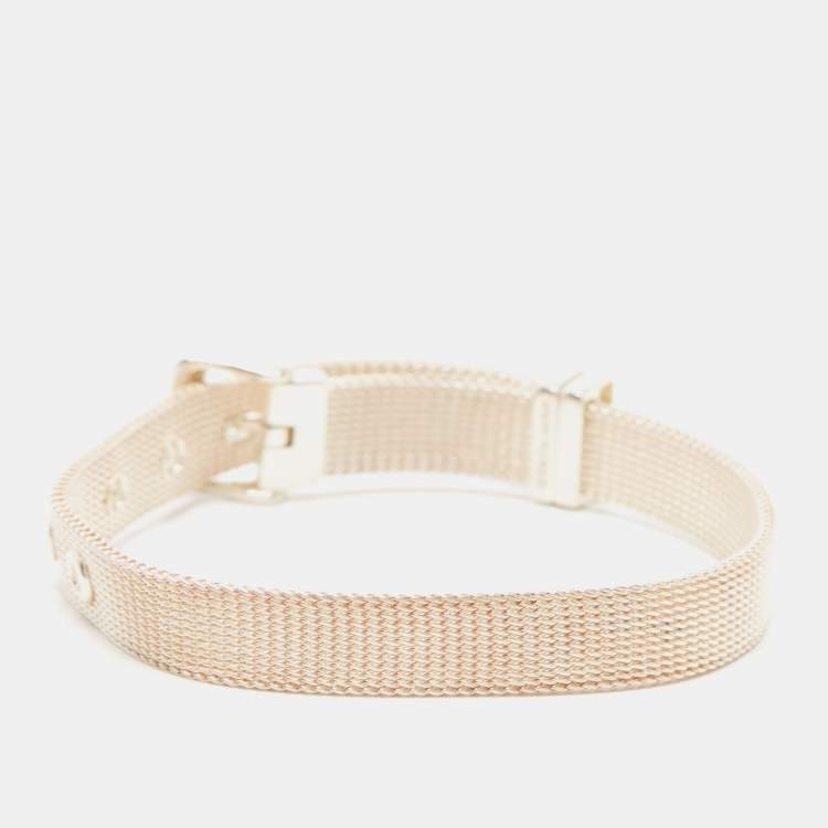 Pre Owned Tiffany & Co. Somerset Sterling Silver Narrow Buckle Wrap Bracelet