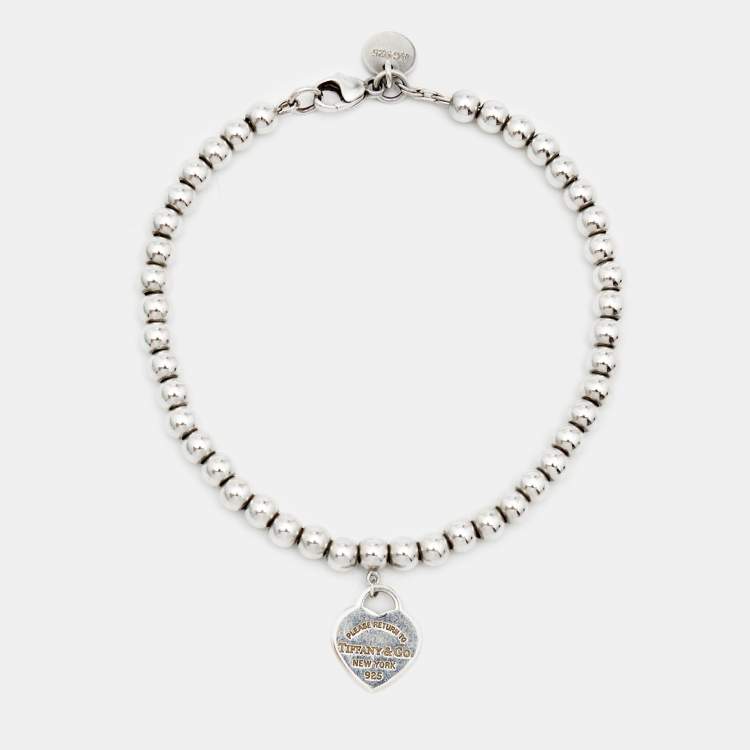 Pre Owned Tiffany & Co. Return To Tiffany  Enamel Sterling Silver Beaded Bracelet
