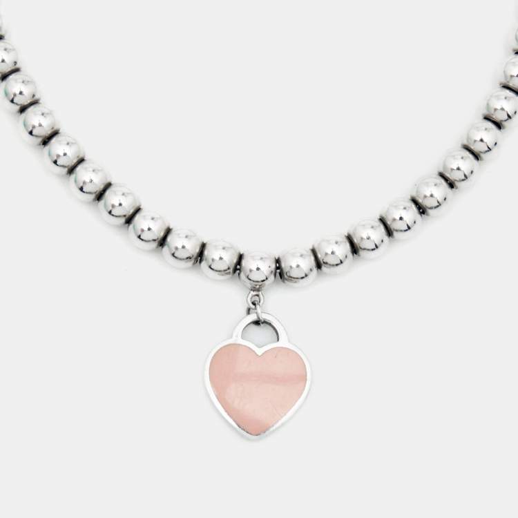 Pre Owned Tiffany & Co. Return To Tiffany  Enamel Sterling Silver Beaded Bracelet