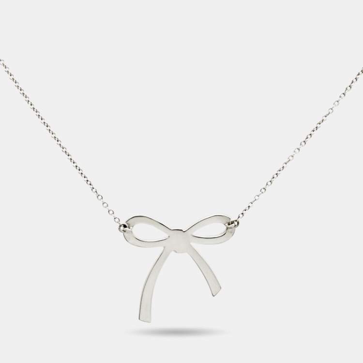 Pre Owned Tiffany & Co. Bow Sterling Silver Necklace