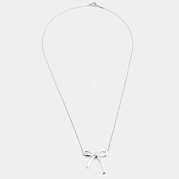 Pre Owned Tiffany & Co. Bow Sterling Silver Necklace