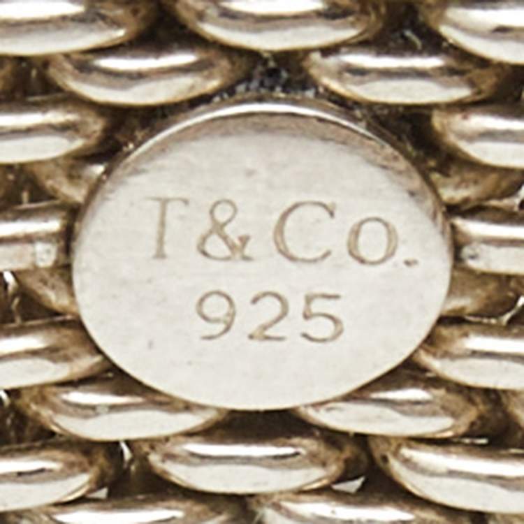 Pre Owned Tiffany & Co. Somerset Mesh Sterling Silver Ring Size 57