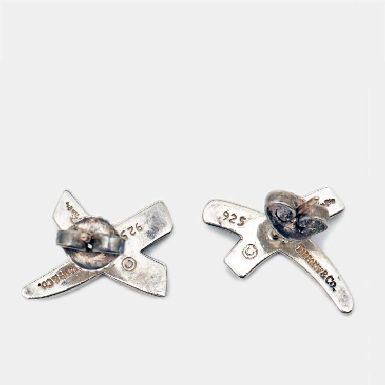 Pre Owned Tiffany & Co. Paloma Picasso Graffiti X Silver Stud Earrings