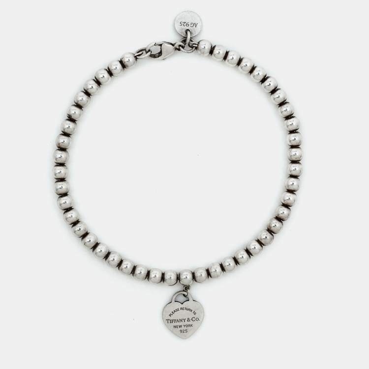 Pre Owned Tiffany & Co. Return to Tiffany Enamel Sterling Silver Beads Bracelet  
