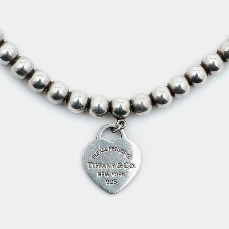 Pre Owned Tiffany & Co. Return to Tiffany Enamel Sterling Silver Beads Bracelet  