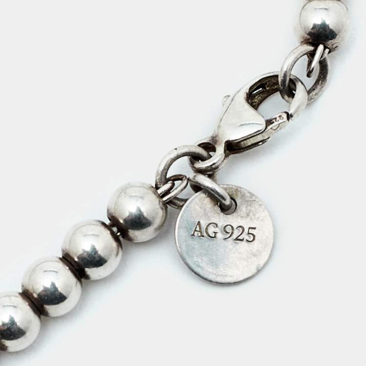 Pre Owned Tiffany & Co. Return to Tiffany Enamel Sterling Silver Beads Bracelet  