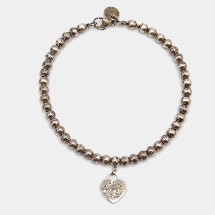 Pre Owned Tiffany & Co. Return to Tiffany Enamel Sterling Silver Beads Bracelet  