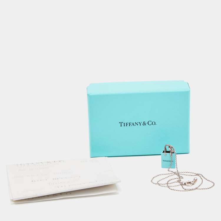 Pre Owned Tiffany & Co. Shopping Bag Charm Enamel Sterling Silver Necklace