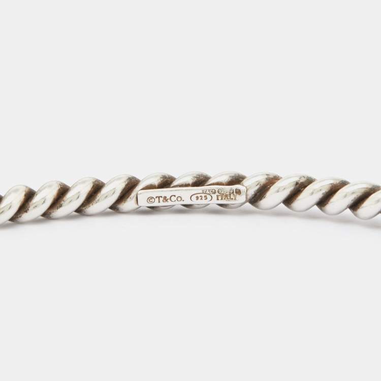 Pre Owned Tiffany & Co. Silver Twist Narrow Bangle Bracelet