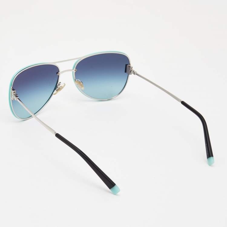 Pre Owned Tiffany & Co. Blue/Black Gradient TF3066 Aviators Sunglasses