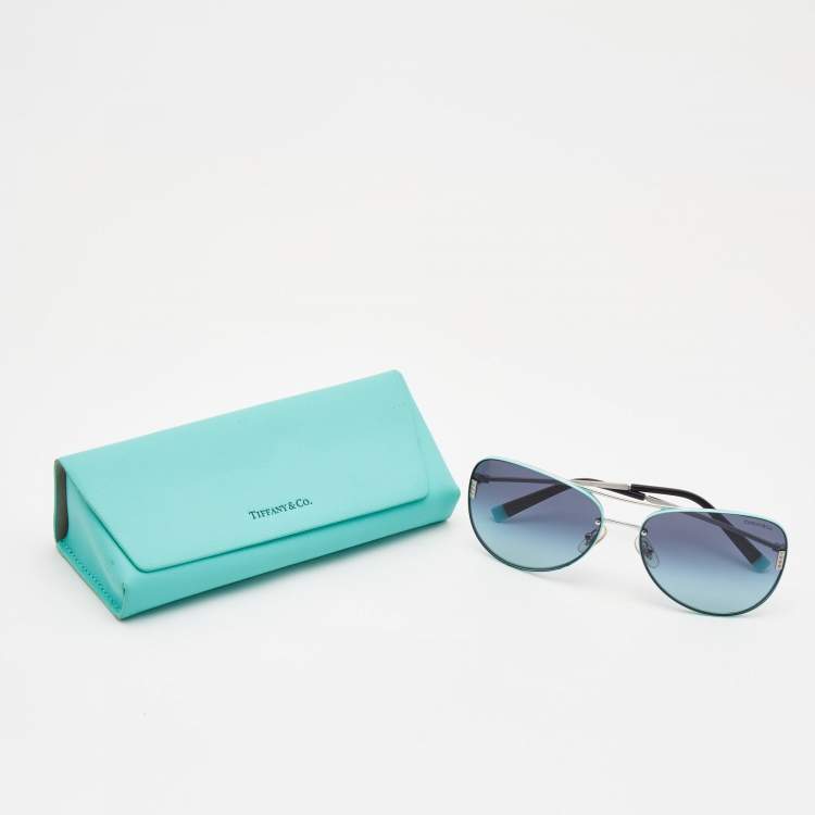 Pre Owned Tiffany & Co. Blue/Black Gradient TF3066 Aviators Sunglasses