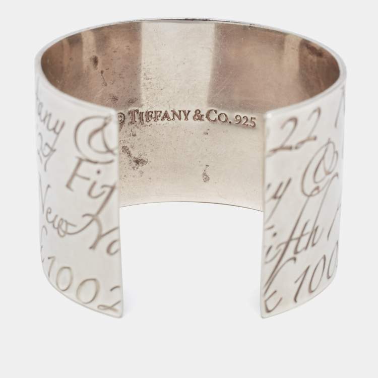 Pre Owned Tiffany & Co. Note Sterling Silver Wide Cuff Bracelet
