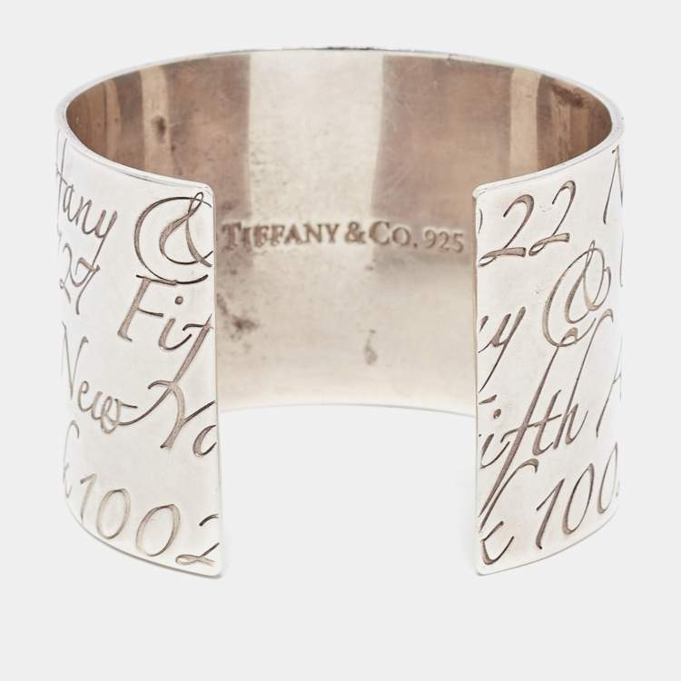 Pre Owned Tiffany & Co. Note Sterling Silver Wide Cuff Bracelet