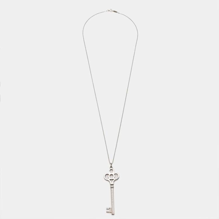 Pre Owned Tiffany & Co. Crown Key Sterling Silver Pendant Necklace