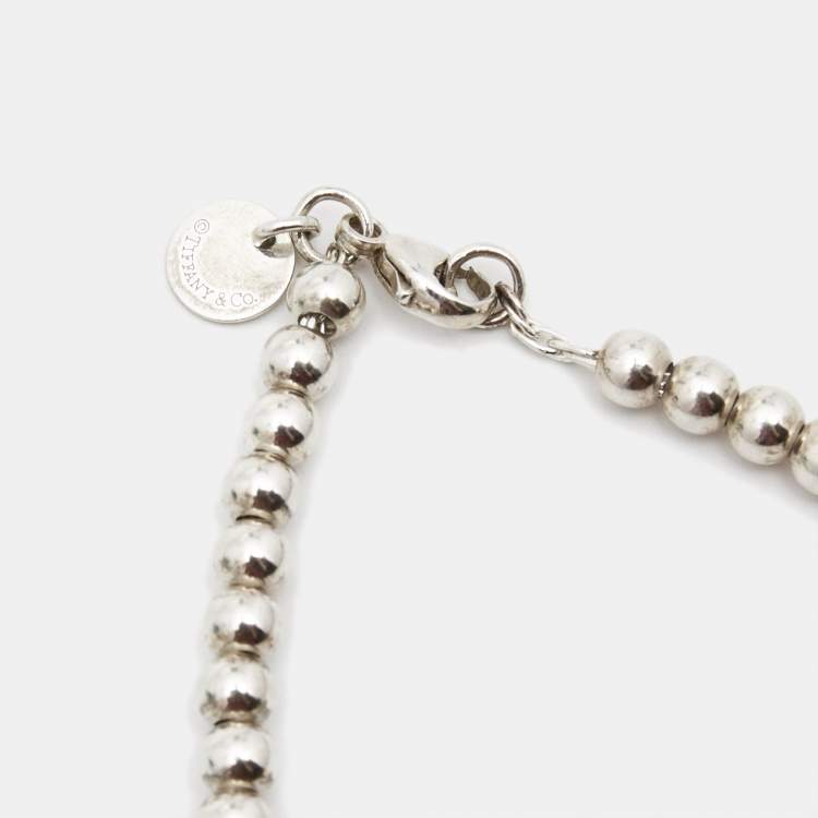 Pre Owned Tiffany & Co. Return to Tiffany Sterling Silver Heart Charm Bead Bracelet