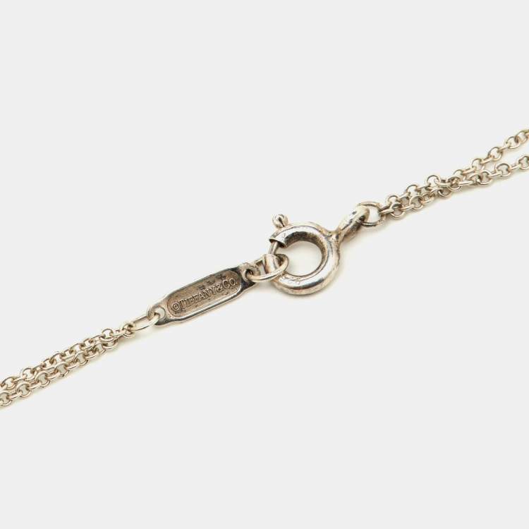 Pre Owned Tiffany & Co. Return to Tiffany Rubedo Heart Tag Silver Double Chain Necklace