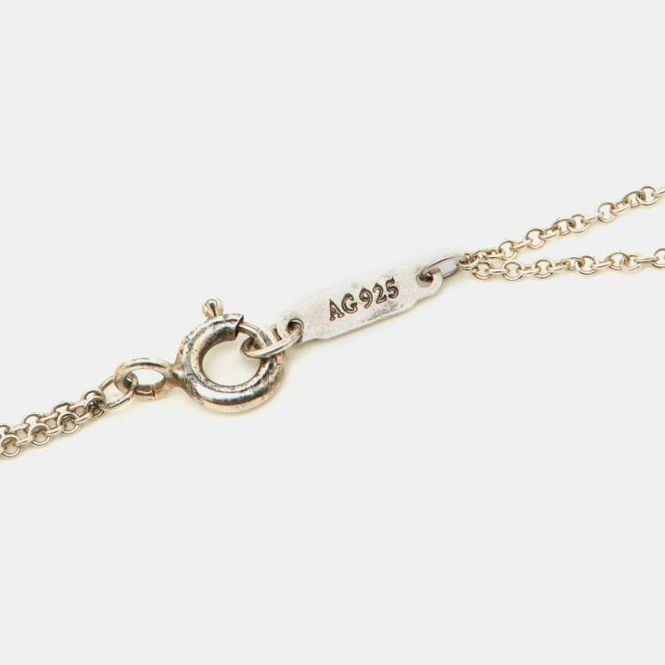 Pre Owned Tiffany & Co. Return to Tiffany Rubedo Heart Tag Silver Double Chain Necklace