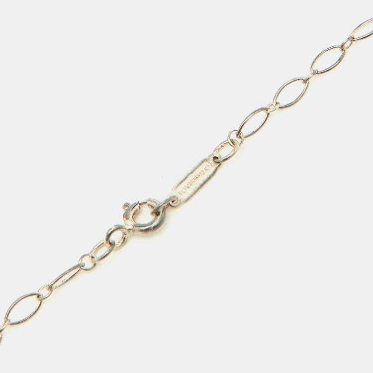 Pre Owned Tiffany & Co. Tiffany Keys Enamel Silver Beaded Heart Key Pendant Necklace