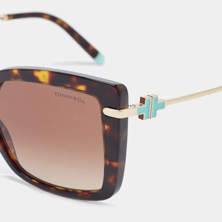 Pre Owned Tiffany & Co. Brown Tortoise Gradient TF 4185 Square Sunglasses